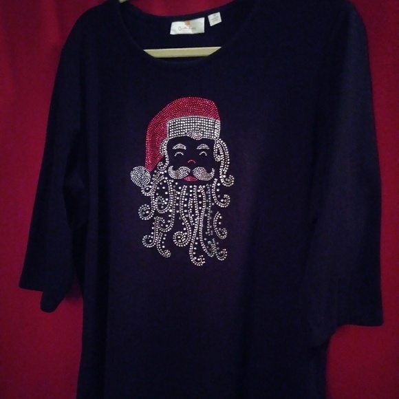 Quacker Factory Tops - Sequins Santa Shirt